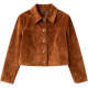 Caramel Suede Cropped Button-Front Jacket