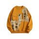 Mustard Yellow Sweatshirt with Geometric Patchwork