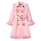 Pink Sheer Mesh Puff-Sleeve Trench Coat