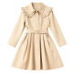 Beige Trench Coat Dress with Ruffled Collar