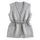 Gray Argyle Knit Vest with Chain & Mesh Panels