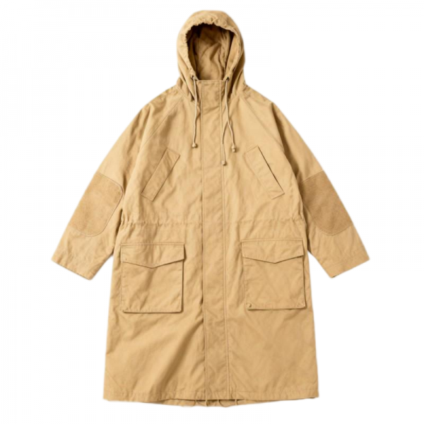 Khaki Hooded Cargo Trench Coat