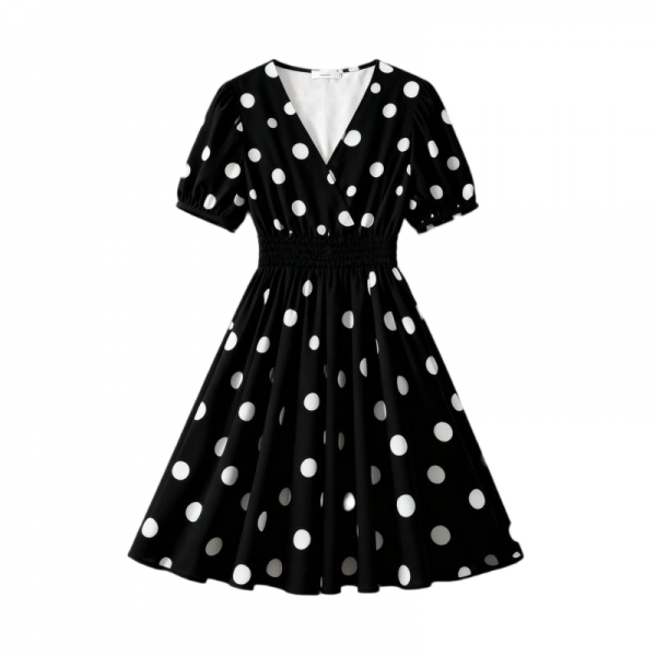 Black & White Polka Dot Wrap Dress